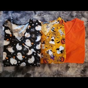 3 Halloween scrub tops size large